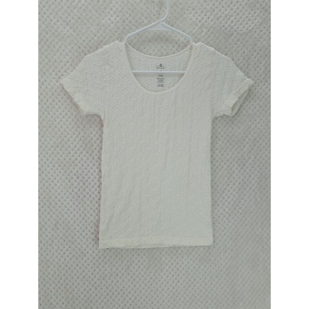 BKE Core Women's Small/Medium White Textured Knit Top